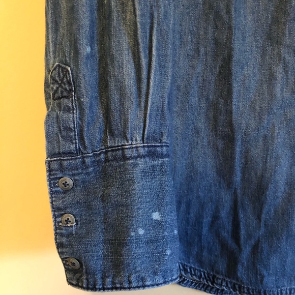 Free People Denim Velvet Trim Tuxedo Top - Picture 3 of 5
